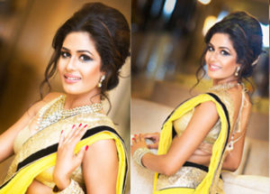 Maheshi Madushanka Wear Nice Looking Yellow Saree