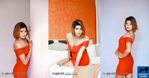 Dilini Aththanayake In Tight Orange Dress