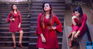 Shanudrie Priyasad Hot Photoshoot In Red Mini Dress