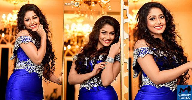 Nayanathara Wickramarachchi Blue Dress Hot Photos