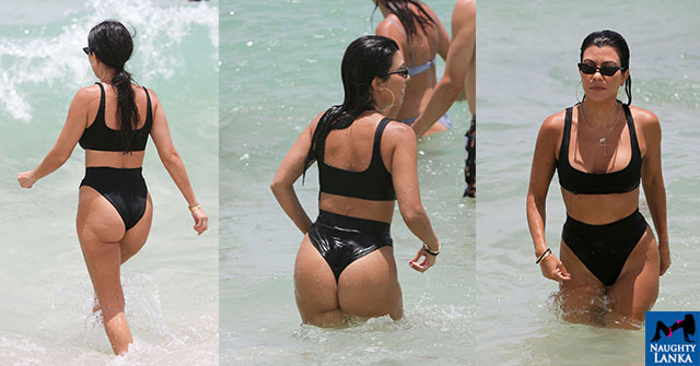 Kourtney Kardashian Hot Pics In Black Bikini